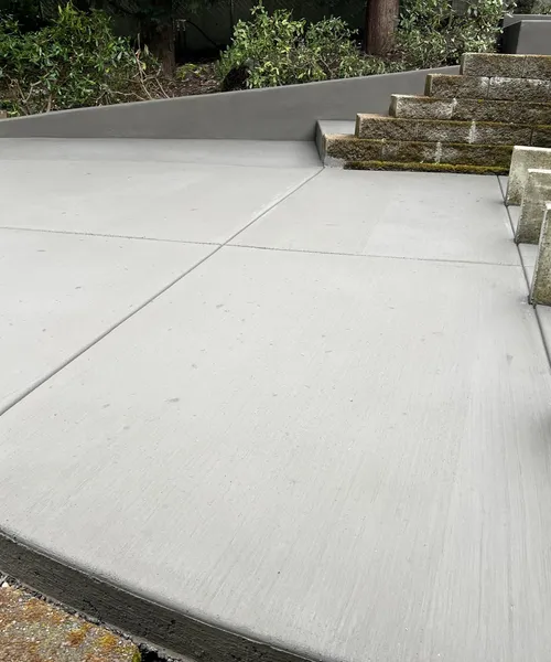 Broom Finish Steps ,retaining Wall And Patio, Integral Concrete Color ...